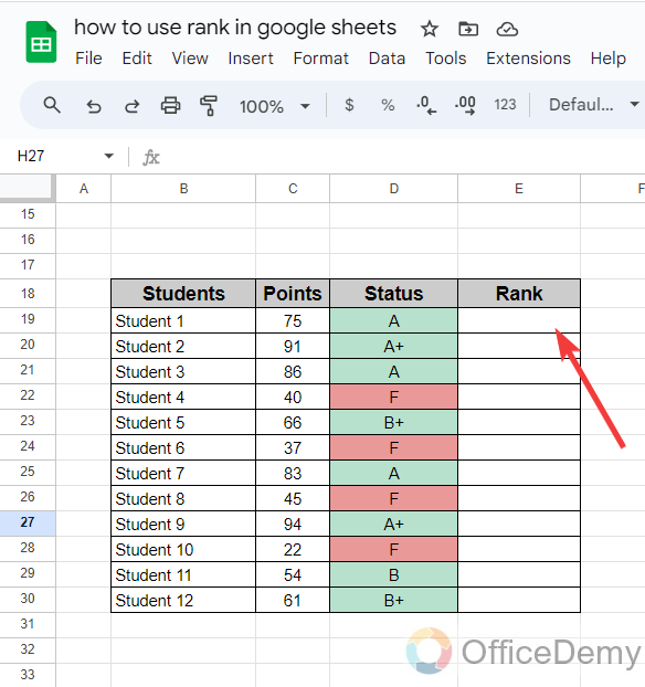 how to use rank in google sheets 1