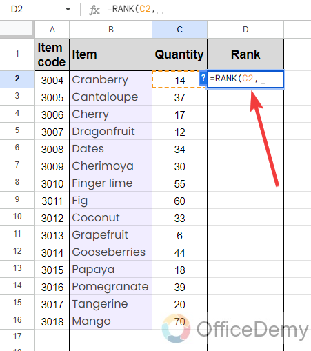 how to use rank in google sheets 10