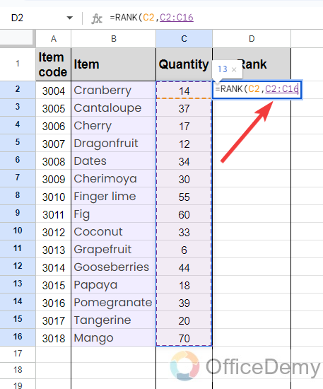 how to use rank in google sheets 11
