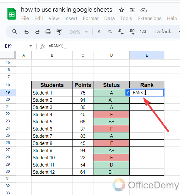 how to use rank in google sheets 2