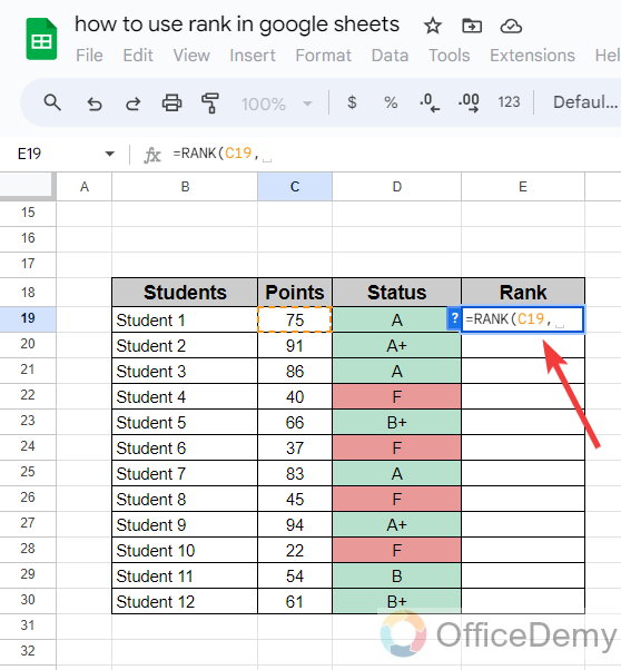 how to use rank in google sheets 3