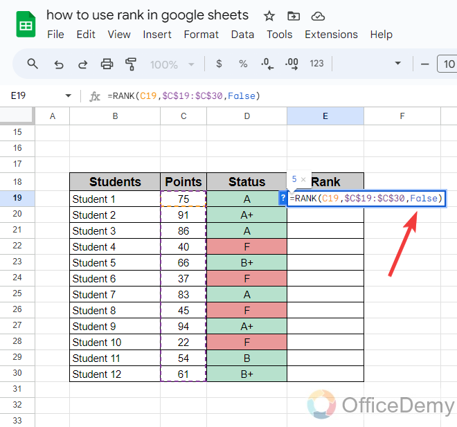 how to use rank in google sheets 5