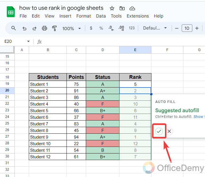 how to use rank in google sheets 6