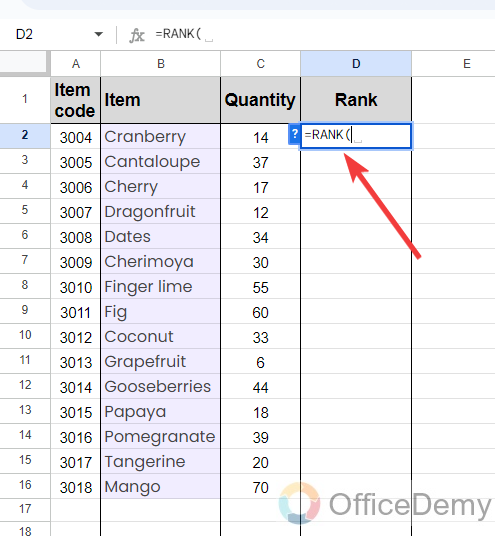 how to use rank in google sheets 9