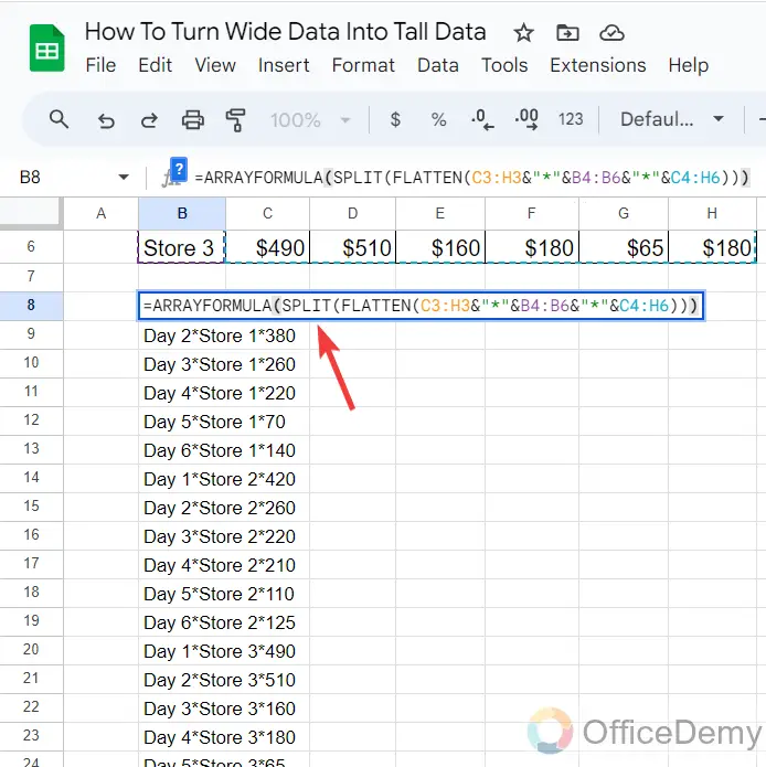 How To Turn Wide Data Into Tall Data in Google Sheets 10