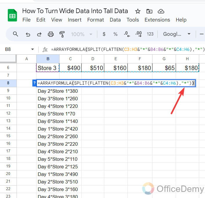 How To Turn Wide Data Into Tall Data in Google Sheets 11