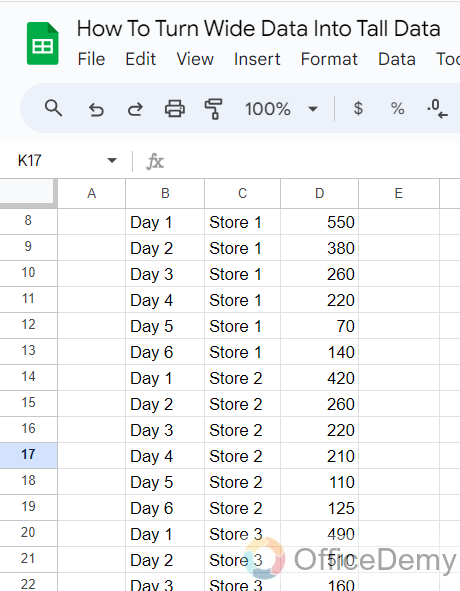 How To Turn Wide Data Into Tall Data in Google Sheets 12
