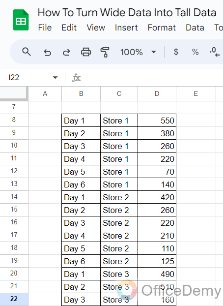 How To Turn Wide Data Into Tall Data in Google Sheets 16