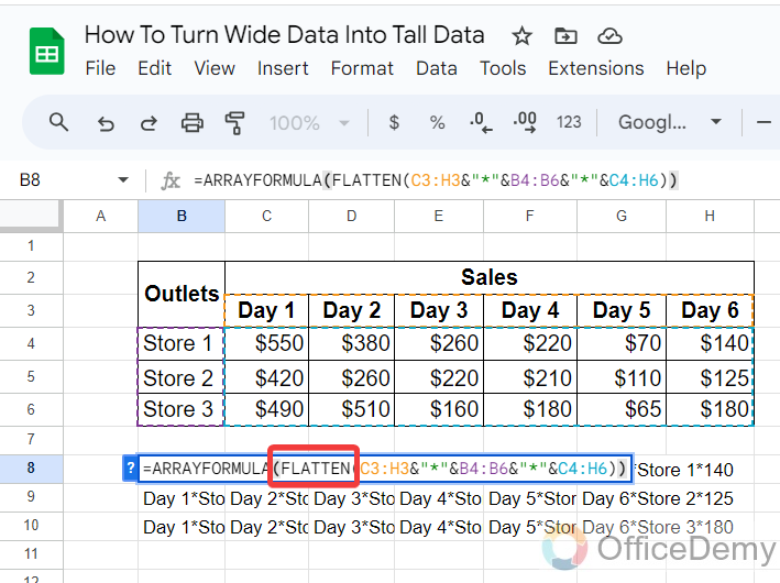 How To Turn Wide Data Into Tall Data in Google Sheets 8