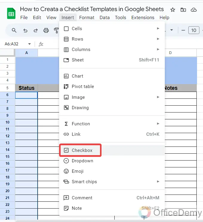 How to Create a Checklist Template in Google Sheets 8