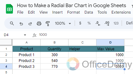 How to Make Radial Bar Chart in Google Sheets 2