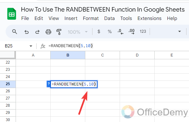How to use the RANDBETWEEN Function in Google Sheets 3