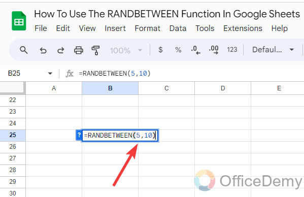 How to use the RANDBETWEEN Function in Google Sheets 5