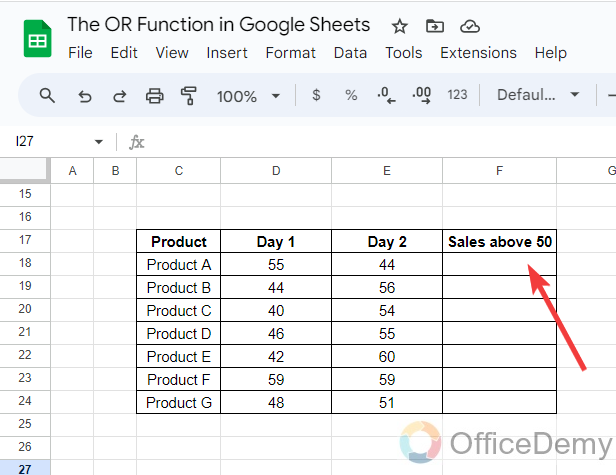 The OR Function in Google Sheets 1