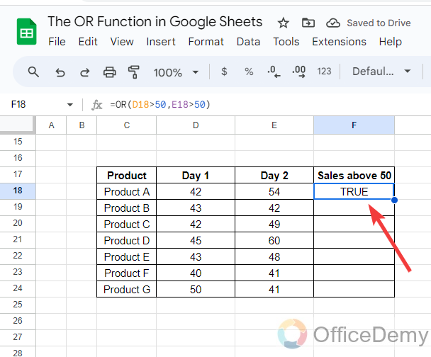 The OR Function in Google Sheets 5