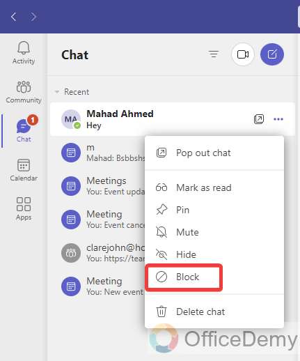 how to block someone on microsoft teams 3