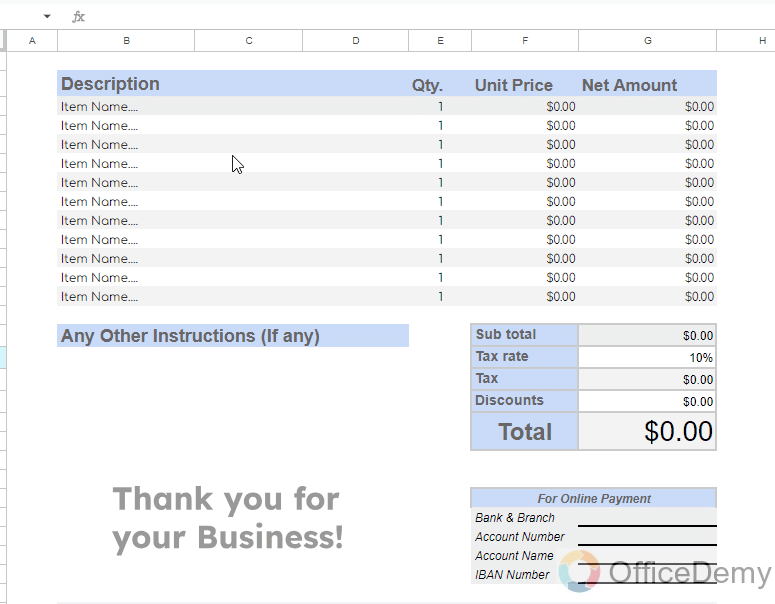 how to create an invoice template in google sheets 26