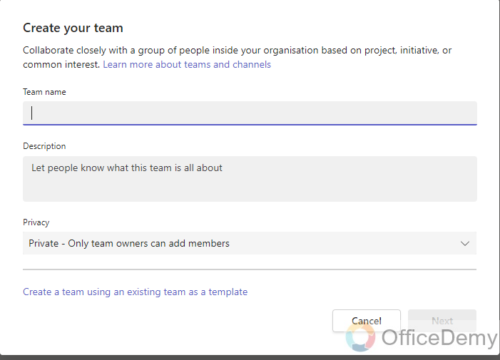 How to Create a New Team in Microsoft Team 5