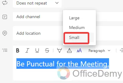 how to change font size in microsoft teams 10
