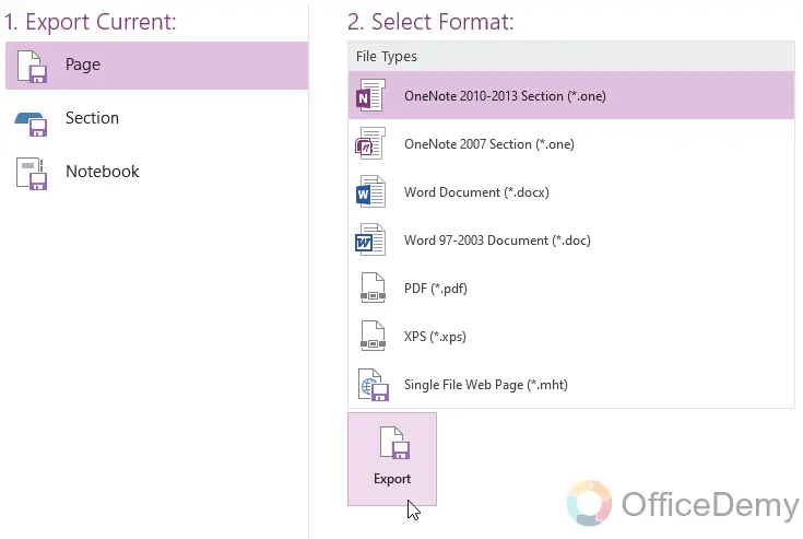 How to Export OneNote 7