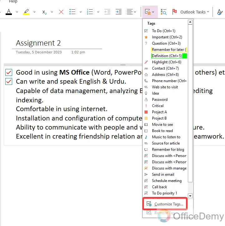 How to Insert Checkbox in Onenote 13