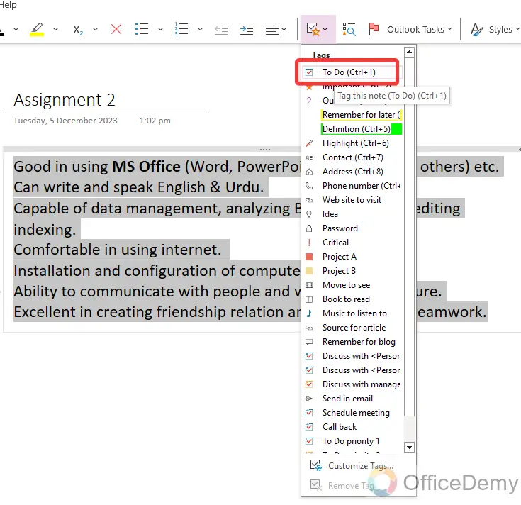 How to Insert Checkbox in Onenote 8