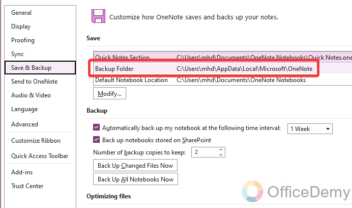 how to backup onenote 18