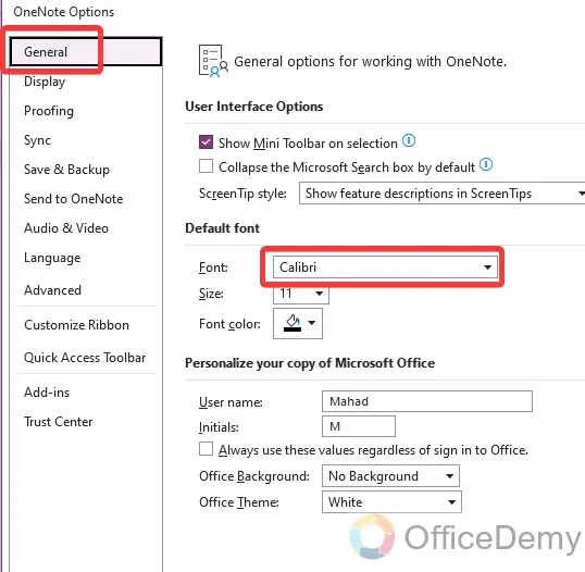 how to change default font in onenote 3