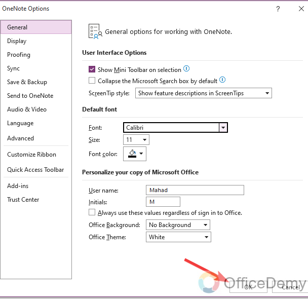 how to change default font in onenote 5