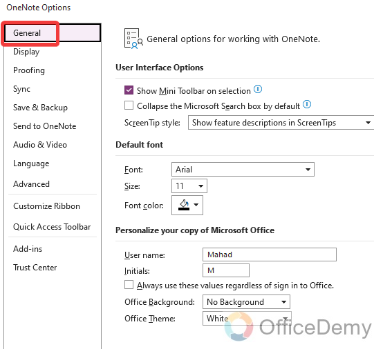how to change default font in onenote 7