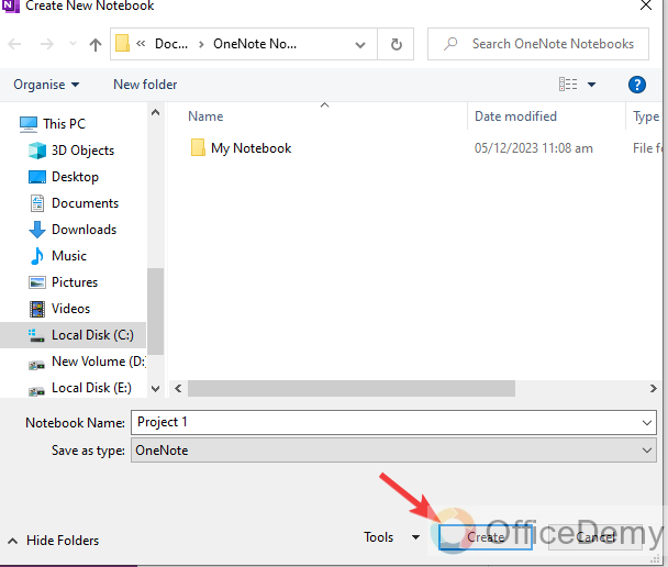 how to create a new notebook in onenote 11