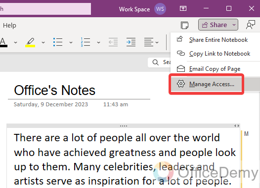 how to create a shared onenote 14