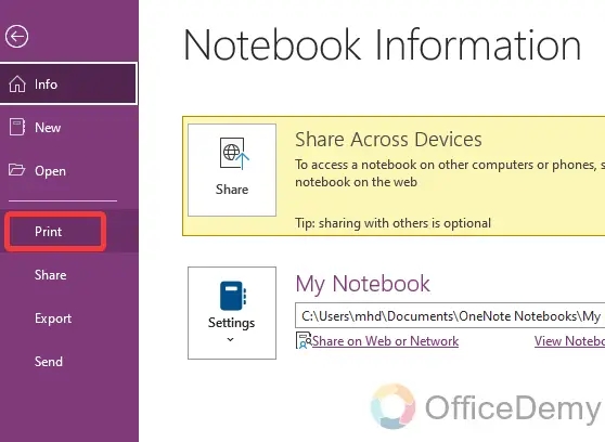 how to print in onenote 3