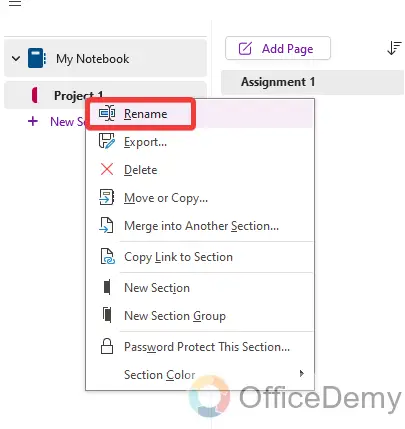 how to rename a notebook in onenote 11