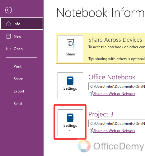 how to rename a notebook in onenote 7