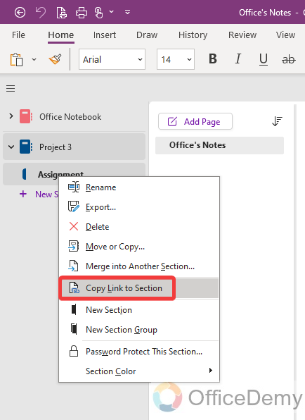 how to share a section in onenote 2