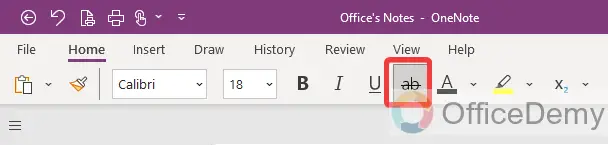 how to strikethrough in onenote 11