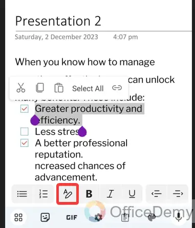 how to strikethrough in onenote 7