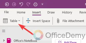 how to add a table in onenote 2