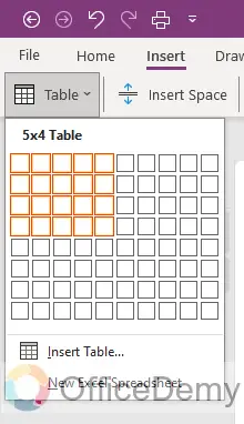 how to add a table in onenote 3
