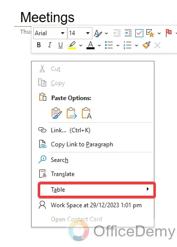 how to add a table in onenote 5