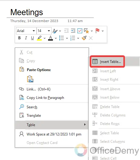 how to add a table in onenote 6