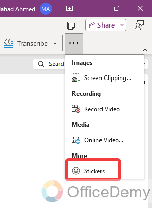 how to add custom stickers to onenote 2