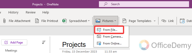 how to add image in onenote 4